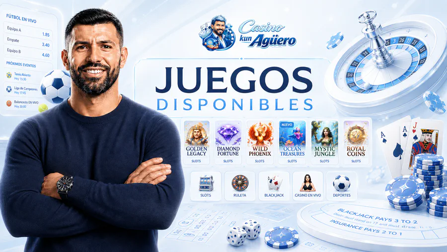 Juegos disponibles en Casino Aguero con slots, ruleta, cartas, casino en vivo y apuestas deportivas